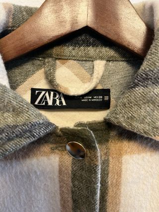 Chaqueta cuadros beige y verde