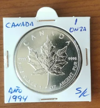 Moneda Plata Canadá Maple 1 OZ 1994
