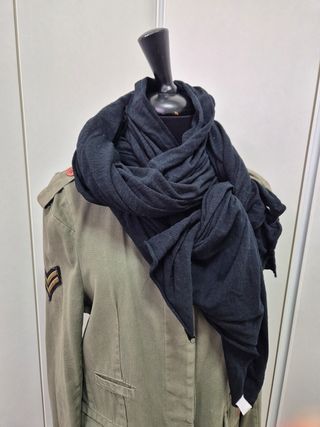 Maxi Sciarpa Plaid Leggero Nero