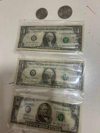 Lote Billetes Dólares Antiguos y Monedas