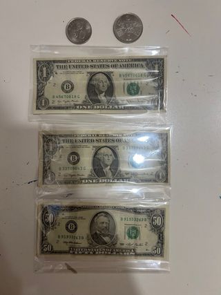 Lote Billetes Dólares Antiguos y Monedas