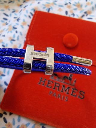 Pulsera Hermes Azul y Plateada
