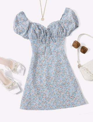 Vestido Verano Floral Azul