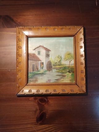Olio su Ceramica Paesaggio Rurale