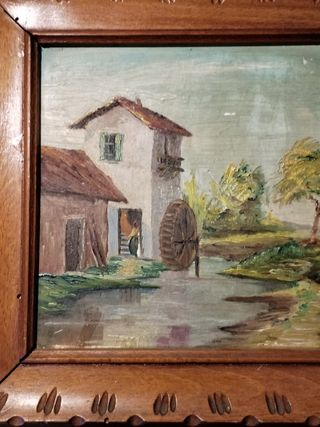 Olio su Ceramica Paesaggio Rurale