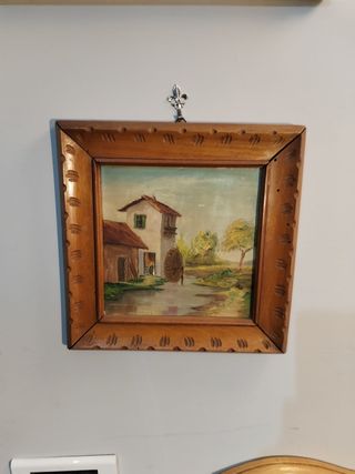 Olio su Ceramica Paesaggio Rurale