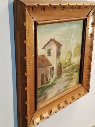 Olio su Ceramica Paesaggio Rurale