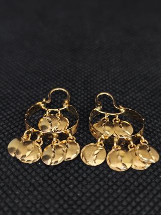 Pendientes oro 18k aro con abalorios051-0400409