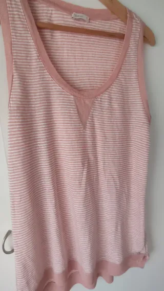 Camiseta sin mangas Yerse rayas rosa/blanc Talla M
