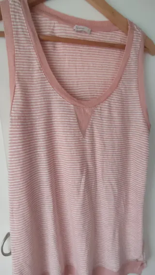 Camiseta sin mangas Yerse rayas rosa/blanc Talla M