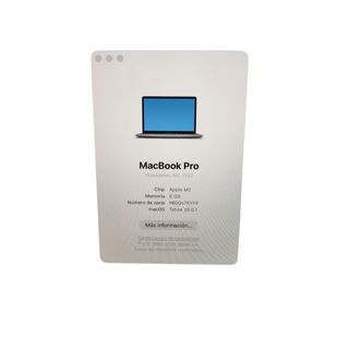 MACBOOK PRO 13'' M2 PRO / 8GB / 512 GB SSD (SALUD 100%)  + CAJA + CARGADOR