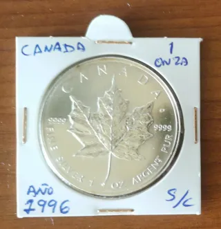 Moneda Plata Canadá Maple 1 OZ 1996