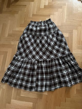 Falda larga cuadros marrón y blanco