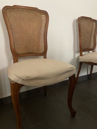 Set di 2 sedie vintage in legno e rattan