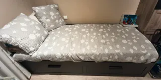 BRIMNES Diván Negro con 2 Cajones IKEA