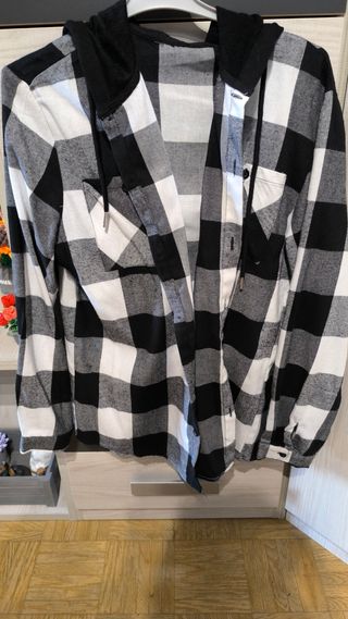 Sobrecamisa Camisa Franela Cuadros con Gorro