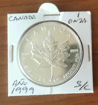 Moneda Plata Canadá Maple Leaf 1 Oz 1999