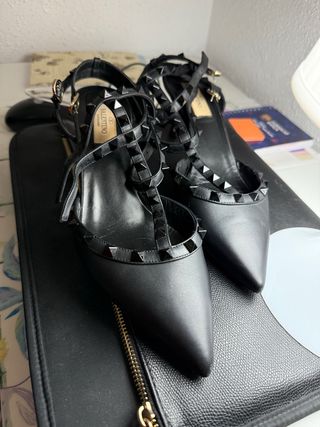 Zapatos Tacon Valentino Negros Tachuelas