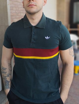 Polo Adidas Originals Verde y Rojo Talla M