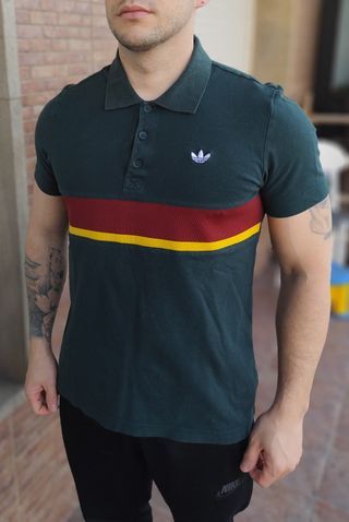 Polo Adidas Originals Verde y Rojo Talla M