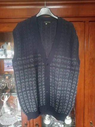 Gilet TOM DAVIS Lana Blu/Grigio Taglia M