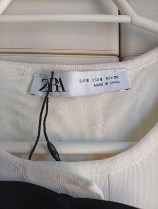 Vestido Zara Blanco Talla S con Lazos