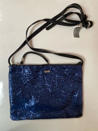Bolso de fiesta Parfois azul con purpurina
