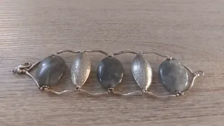 Bracciale vintage argento e pietra grigia