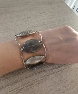 Bracciale vintage argento e pietra grigia