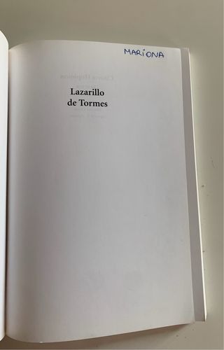 LIBRO/NOVELA EL LAZARILLO DE TORMES