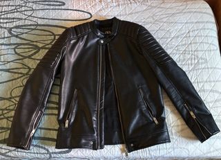 Chaqueta Cuero Negra Zara Hombre