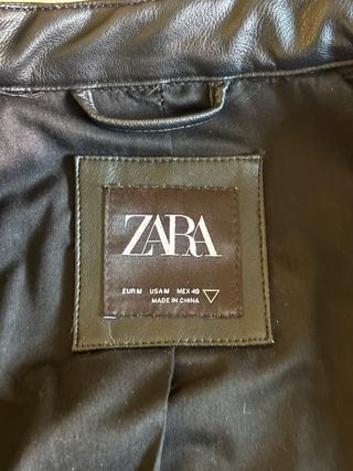 Chaqueta Cuero Negra Zara Hombre