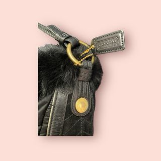 Bolso Coach Vintage Negro Piel y Peluche