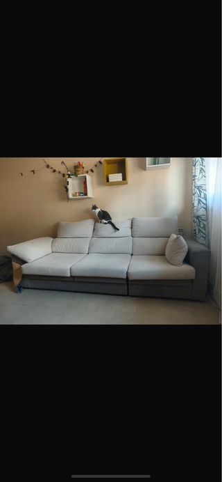 Sofá de 3 plazas beige y gris