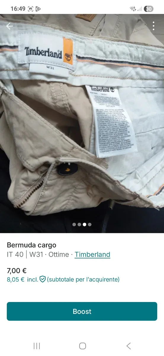 Bermuda cargo Timberland beige IT 40 W31