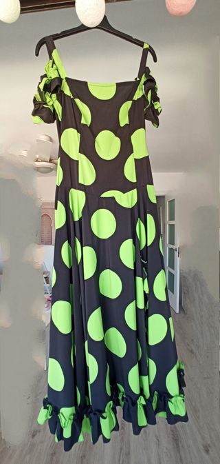 Vestido flamenco lunares verde y negro