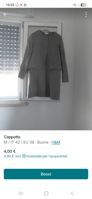 Cappotto H&M Grigio Taglia M