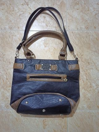 Bolso piel sintética negro y marrón