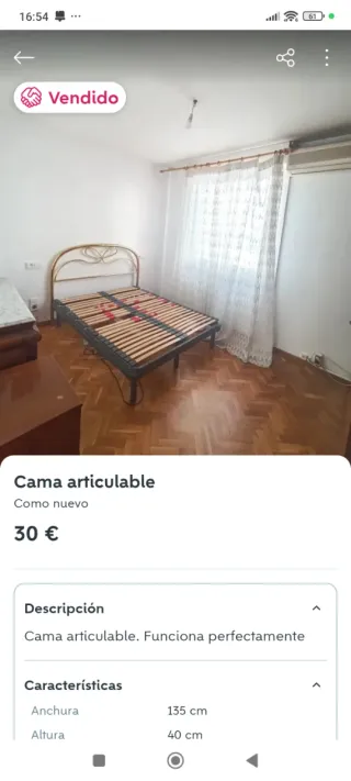 Cama articulable metálica y de madera