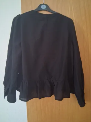 Camisa Zara bordada flores manga larga