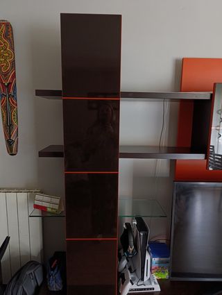 Mueble salón moderno madera y cristal