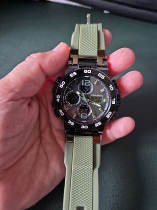 Reloj FOXBOX esfera negra y correa verde