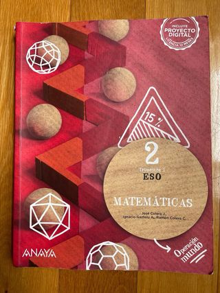 Matemáticas 2 ESO Editorial Anaya. Prim, Seg, Terc