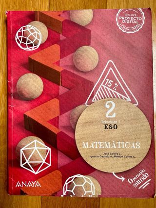 Matemáticas 2 ESO Editorial Anaya. Prim, Seg, Terc