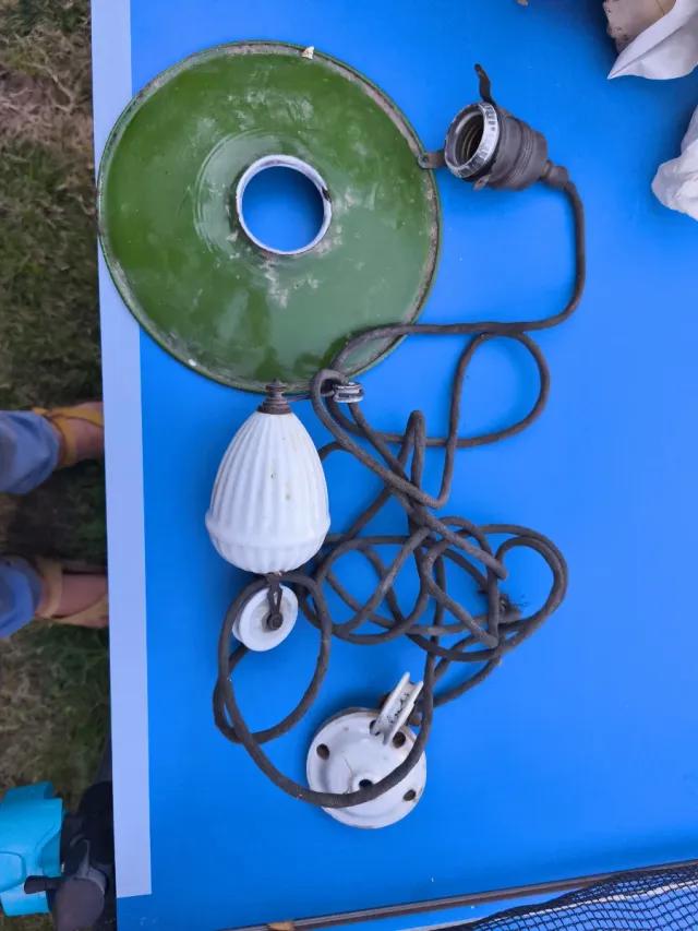 Lámpara Antigua Cerámica y Porcelana 1930-1950