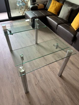 Mesa comedor cristal extensible metal