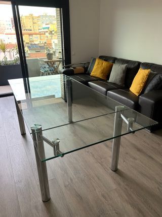 Mesa comedor cristal extensible metal