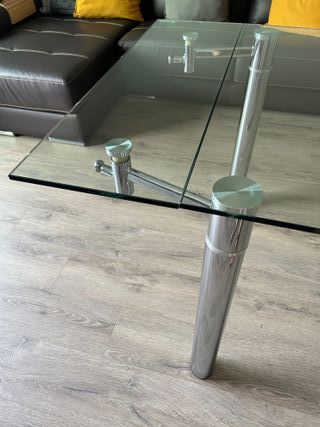 Mesa comedor cristal extensible metal
