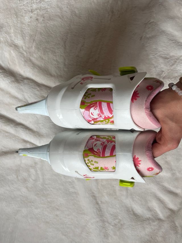 Patines infantiles blancos y rosas talla 32