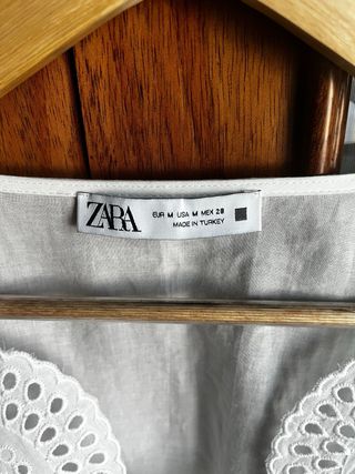 Blusa Zara Blanca Brocada Manga Larga